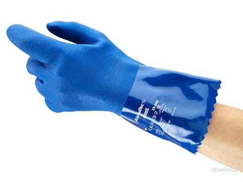 ANSELL ALPHATEC 23 200 PVC Arbetshandskar, anti kyla termisk motstånd, livsmedelssäkerhet, industriskydd, kvinnors EPI, blå, storlek L (12 par) 3252449011636