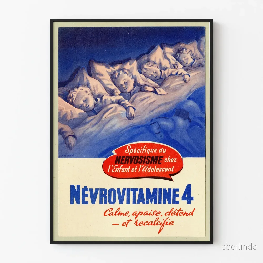 Vintageposter Nérovitamine 4 - Väggdekoration för sovande barn