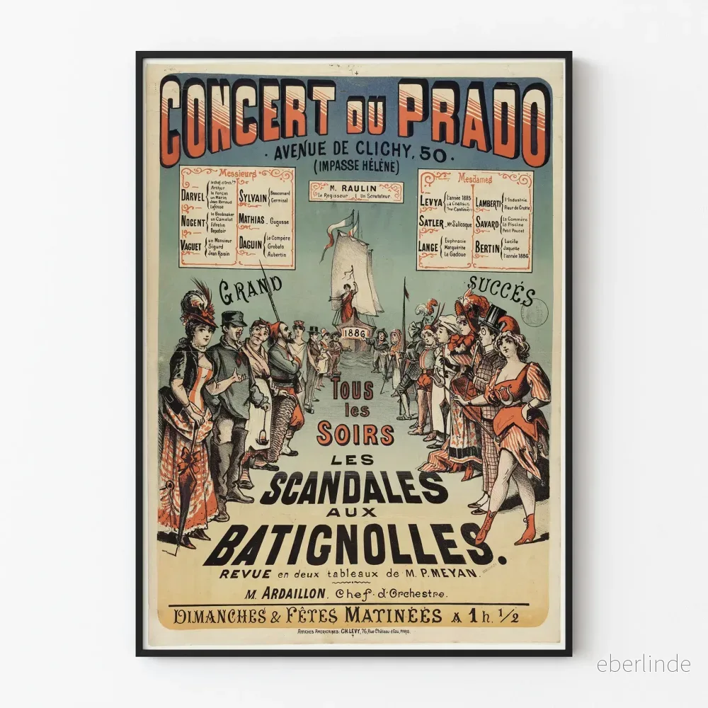 Konsertaffisch för Prado Les Scandales aux Batignolles