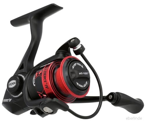 PENN Fierce IV spinning, fiskerulle, spinnrullar, hav kustfiske, mångsidigt havsfiske efter båt, kajak, strand, jigging, surfing och allroundanvändning, unisex, svart/röd, 1 000 31324280441