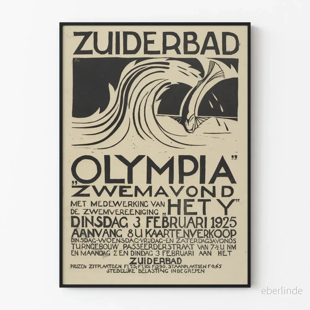 Vintageposter Zuiderbad Olympia Simkväll – Väggdekoration för pool Vintageposter Zuiderbad Olympia Simkväll – Väggdekoration för pool