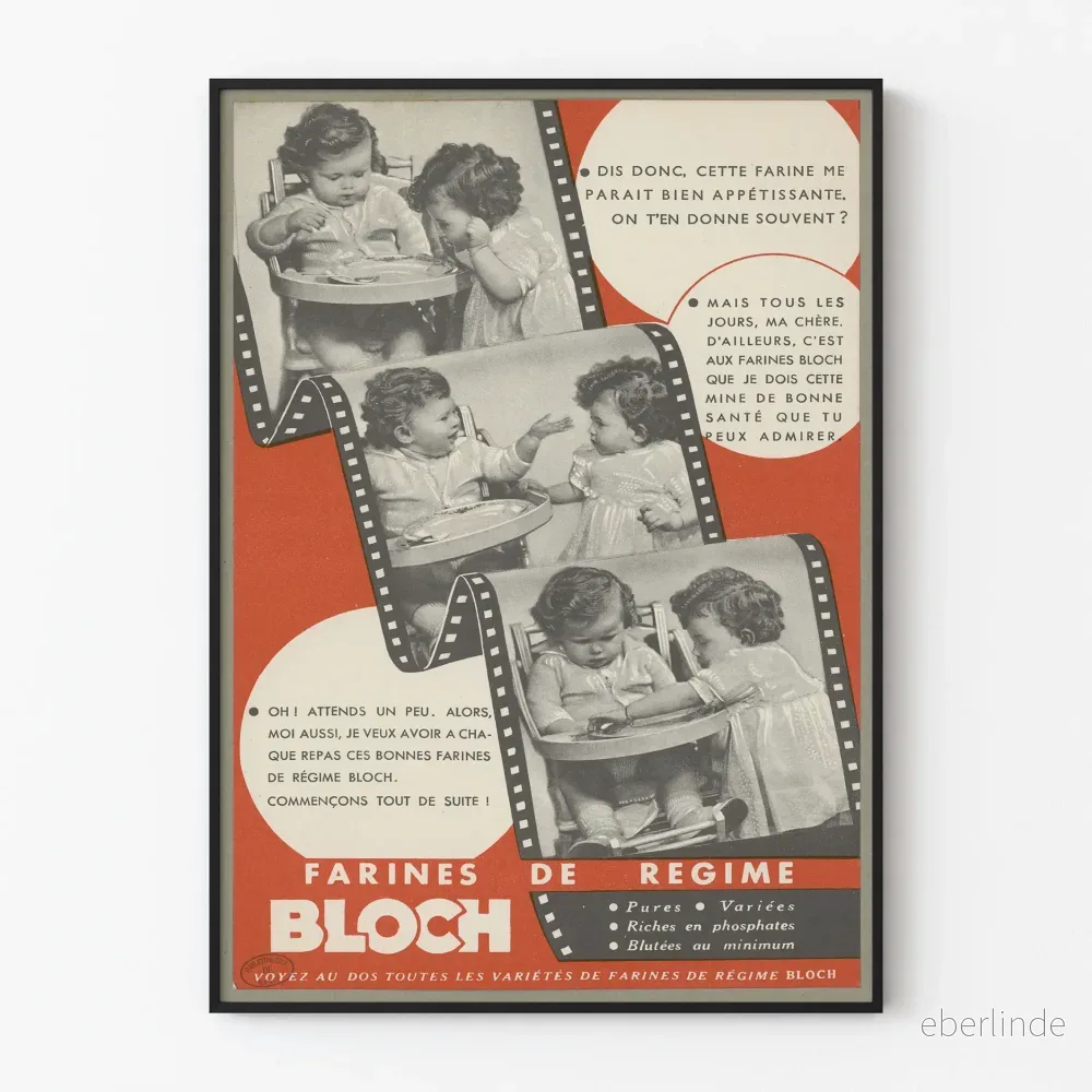 Vintageposter för Bloch Dietmjöl för väggdekoration i köket