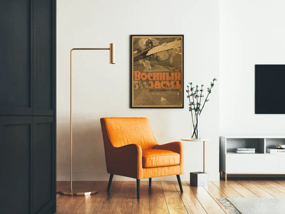 Vintage propagandaposter med flygplan och rysk text - Bild 2