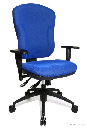 Topstar Wellpoint 30 SY, ergonomisk kontorsstol, skrivbordsstol, dippsits, inklusive armstöd, överdrag blå 4014296699073