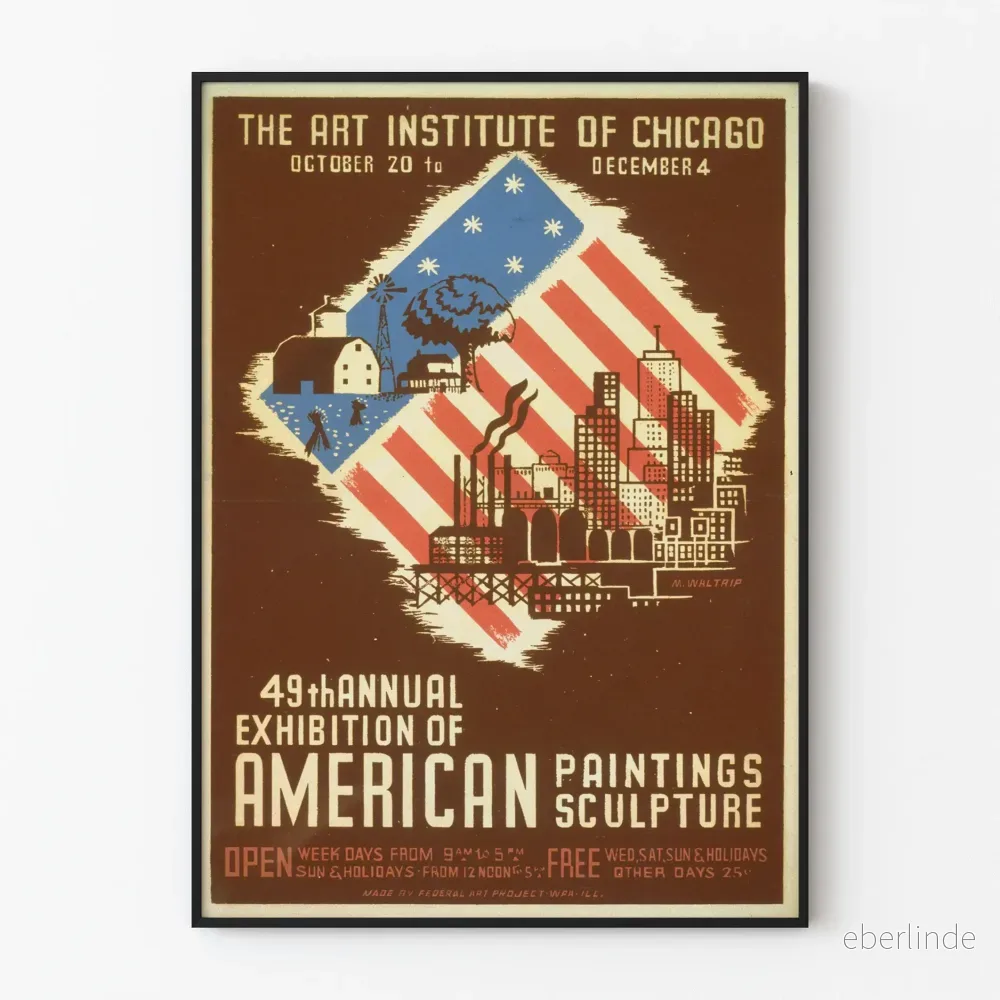 Vintageaffisch för årlig utställning av amerikansk målning och skulptur
