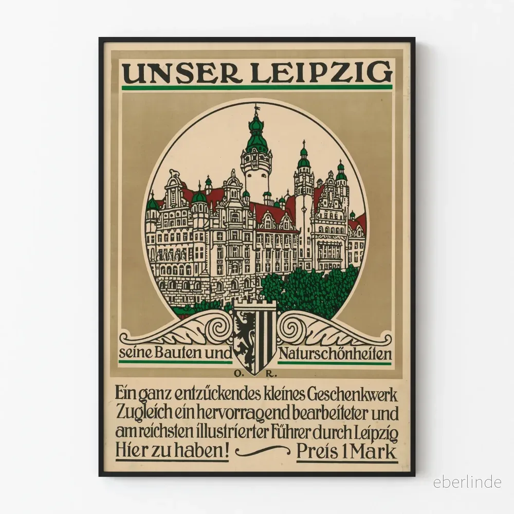 Vintageposter av Leipzigs arkitektur och natur