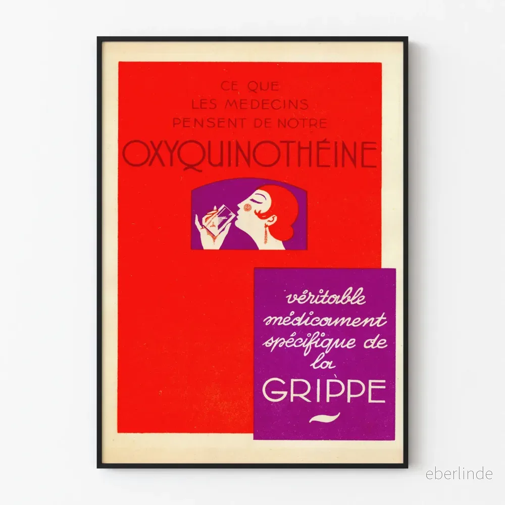 Vintageposter för Oxyquinothein medicin och influensa