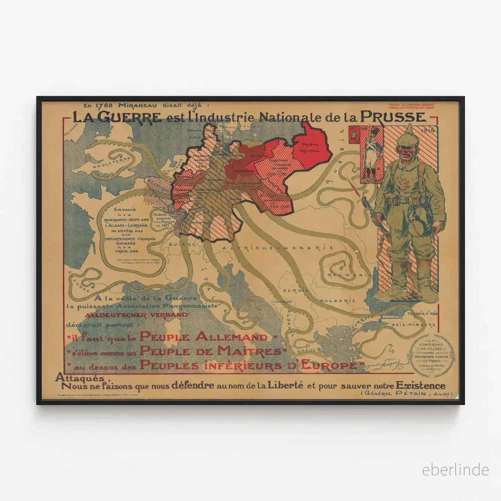 Historisk poster Kriget är Preussens nationella industri - Vintage väggdekoration