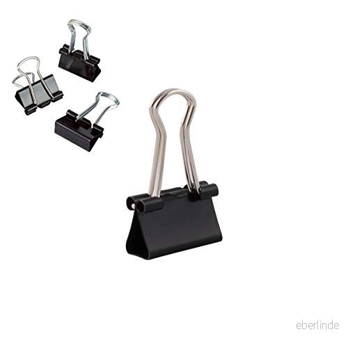 D.RECT Metal foldbackklämmor förpackning 12 stycken, 15 mm svart multifunktionsklämmor, metallbindare klämmor för: Anteckningar, brevpapper gem 5907674354222