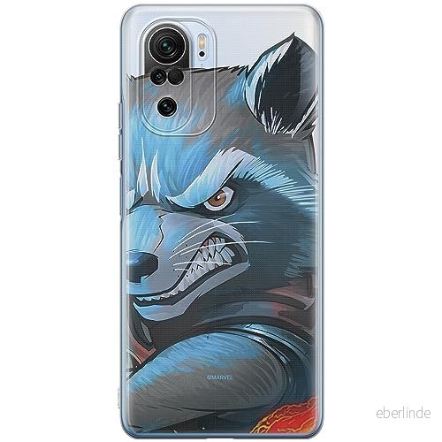ERT GROUP mobiltelefonfodral för Xiaomi MI 11i/ REDMI K40/K40 PRO/POCO F3/ F3 PRO originalt och officiellt licensierat Marvel mönster Rocket 005, gedeeltelijk transparant 5905511895167
