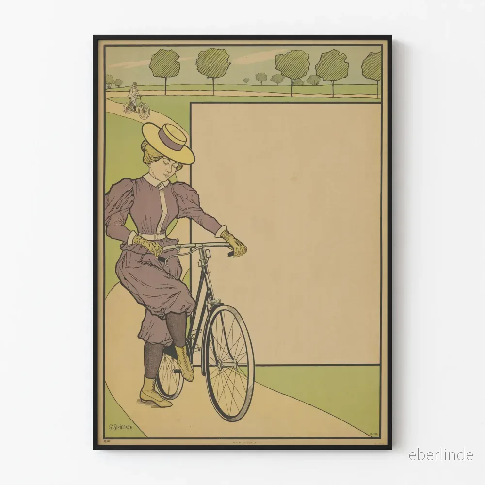 Vintageaffisch för damcykling på utflykt