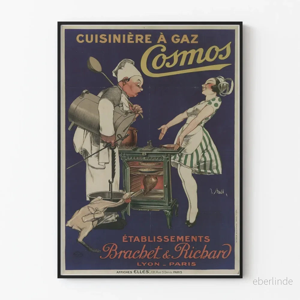 Vintageposter för gasolspis Cosmos - retro väggdekoration för kök