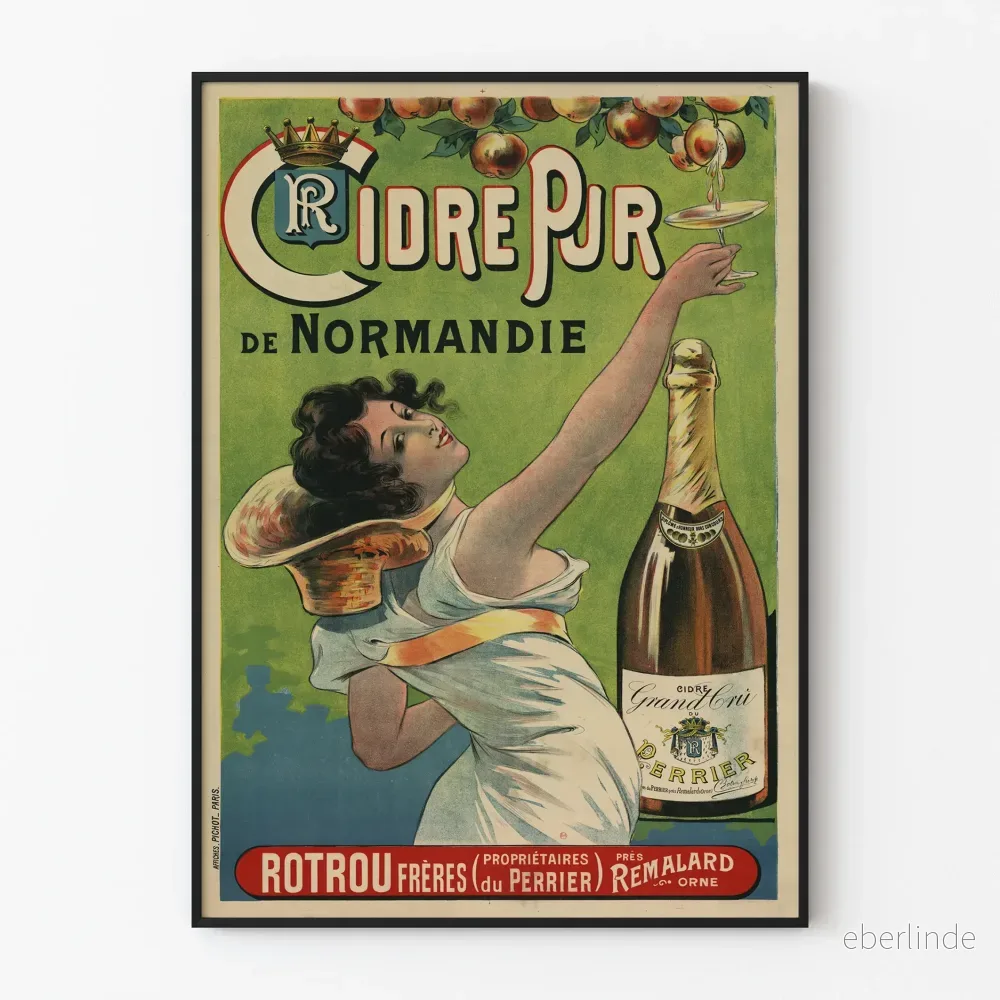 Vintageposter för Normandiets äkta cider Rotrou Bröder