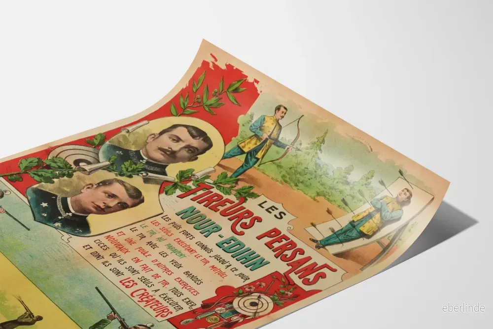Vintageposter Les Tireurs Persans Nour-Edihn - Originell väggdekoration - Bild 3