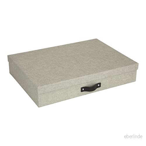 BIGSO BOX OF SWEDEN SVERKER dokumentlåda för dokument i A3 format skrivbordsfack med lock och handtag förvaringslåda av fiberskiva papper linneutseende beige 7330061062284