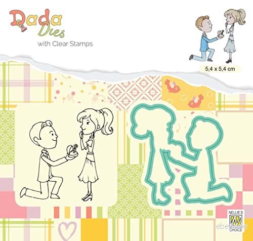 Nellie's Choice Stansmall Cutting Die och Silikonstämpel Bröllop Skärschablon på 5,4 x cm för Korttillverkning, Pyssel, Scrapbooking, Hantverk DIY Lämplig Stansmaskiner 8719743095885