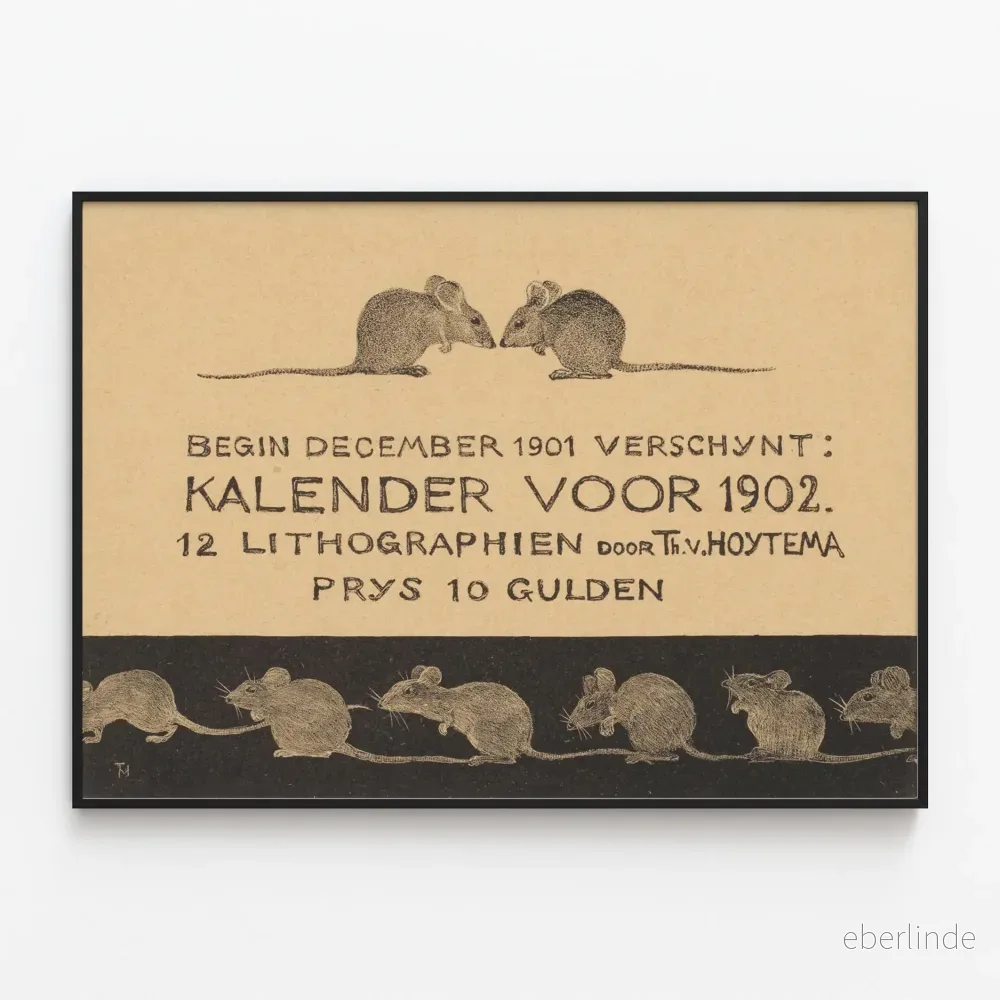 Vintage kalenderposter från 1902 med musmönster Vintage kalenderposter från 1902 med musmönster