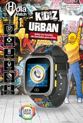 Cefa Toys Holawatch Urban Black smartklocka, barnunderhållning och föräldersäkerhet, 2G anslutning, LBS plats, SIM kort, pekskärm, kamera, spel samtal 8436535761307