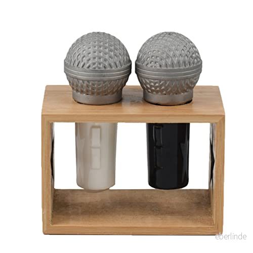 Winkee Rocks Mikrofon salt & Pepper Shaker Den coola kryddströaren i mikrofonutseende Keramik och pepparströare Dekoration för kök Present till jul, bröllopsdag, födelsedag 4260767640628
