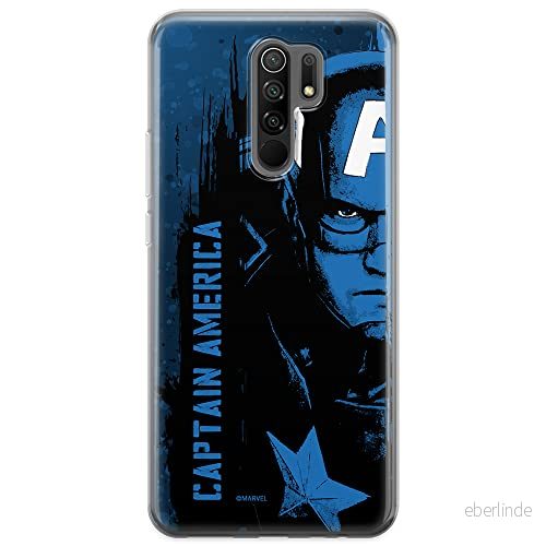 ERT GROUP mobiltelefonfodral för Xiaomi REDMI 9 originalt och officiellt licensierat Marvel mönster Captain America 010 optimalt anpassad till formen på mobiltelefonen, fodral tillverkad av TPU plast 5903040306512