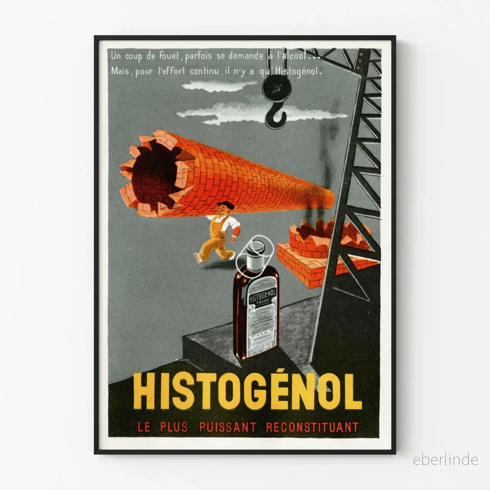 Vintage reklamposter för Histogénol, kraftfullt återuppbyggande medel