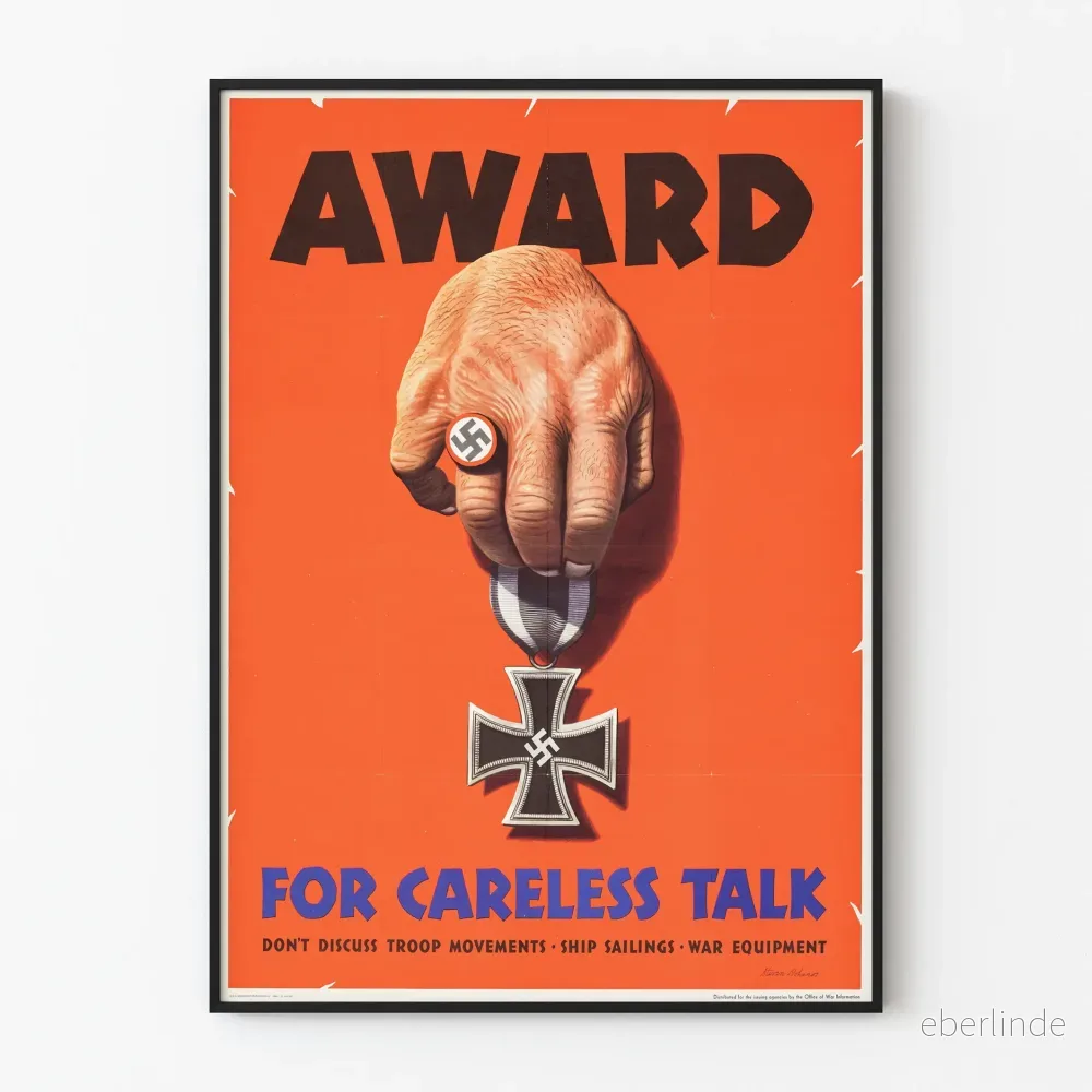 Vintage propagandaposter 'Pris för vårdslöst prat'