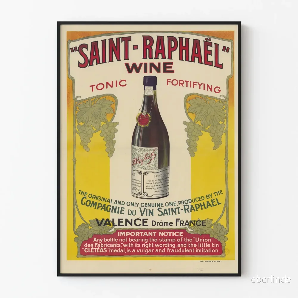 Vintageposter för Saint-Raphaël vin - Vintage väggdekoration med vinranka och vin