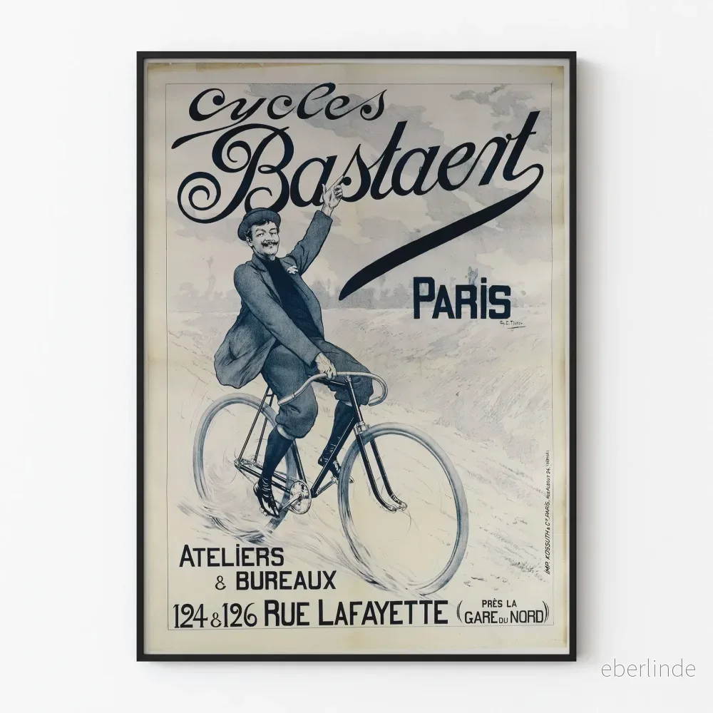 Vintageposter Cycles Bastaent Paris - Retro väggdekoration