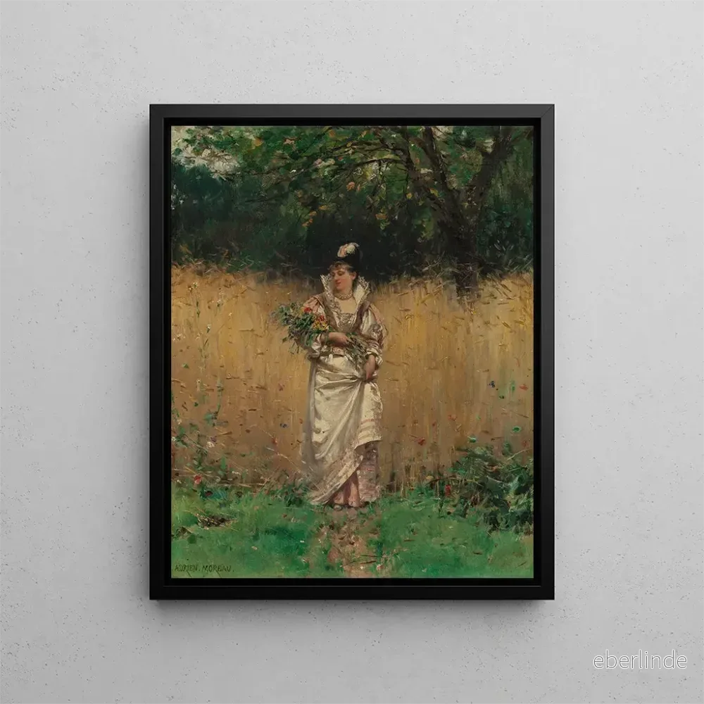 Målning Cueillette de fleurs sauvages - Adrien Moreau | Konsttryck