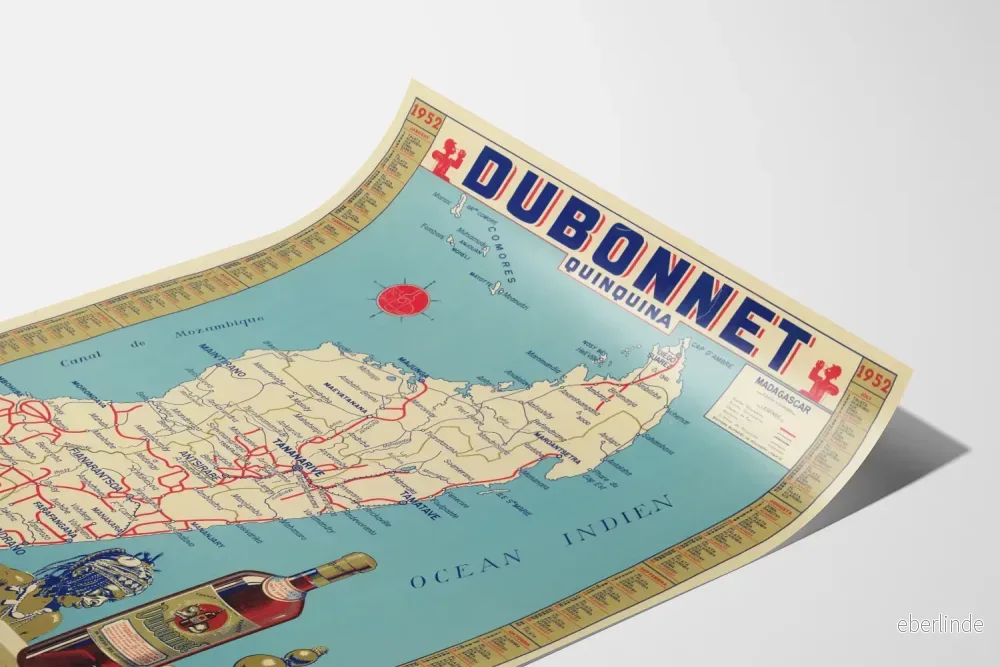 Vintageposter Dubonnet Quinquina Madagaskar 1952 väggdekoration - Bild 3