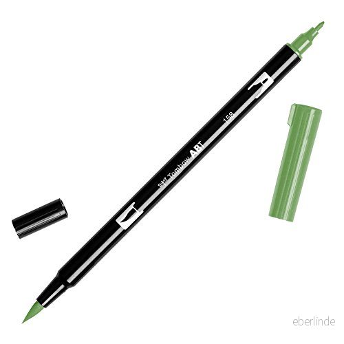 Tombow ABT 158 fiberpenna dubbla borstar penna med två spetsar dark olive 4901991901269