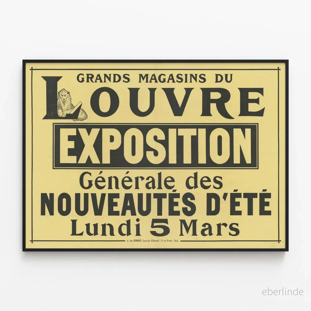 Vintageposter för Louvres stora varuhus – Sommarens nyhetsexposition Vintageposter för Louvres stora varuhus – Sommarens nyhetsexposition