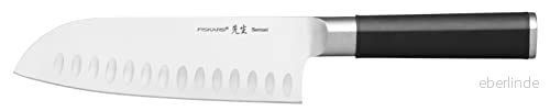 Fiskars Santokukniv med räfflor, Längd: 29,5 cm, Rostfritt stål hög kolhalt/plast, 1024271 6424002007388