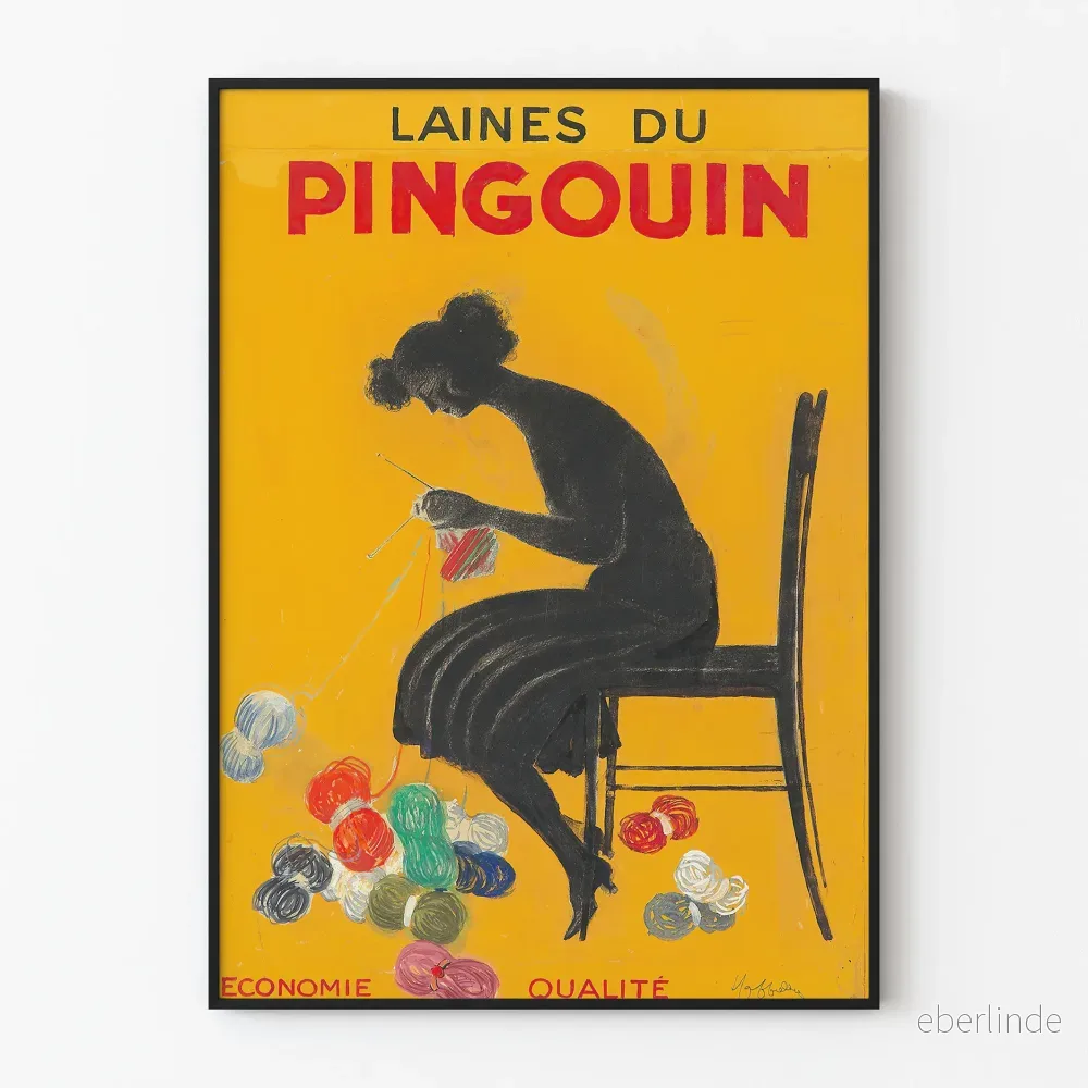 Vintageaffisch Laines du Pingouin