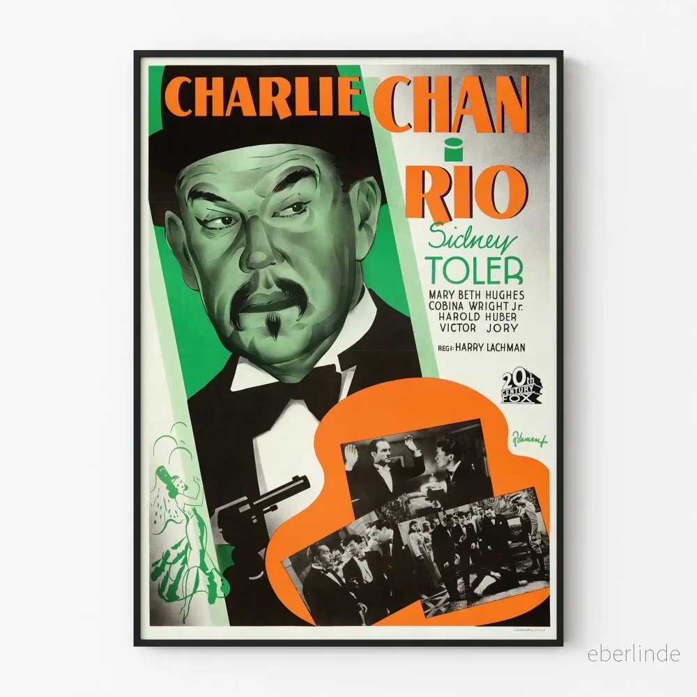 Vintageposter av Charlie Chan i Rio - Retro filmväggdekoration