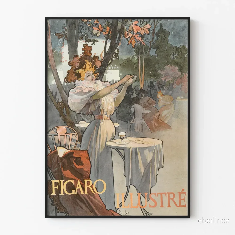 Vintageposter Figaro Illustré elegant kvinnlig skärning