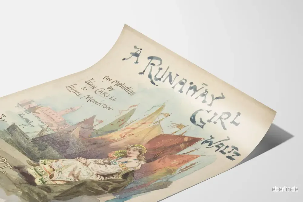 Vintageposter A Runaway Girl Waltz för musikkonstnärlig väggdekoration - Bild 3