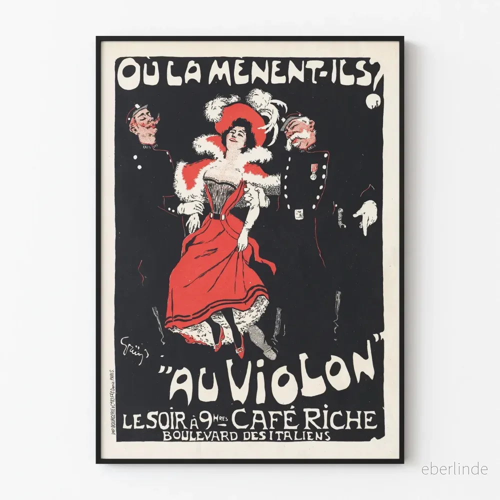 Vintageposter "Var leder de dem till violinen" väggdekoration