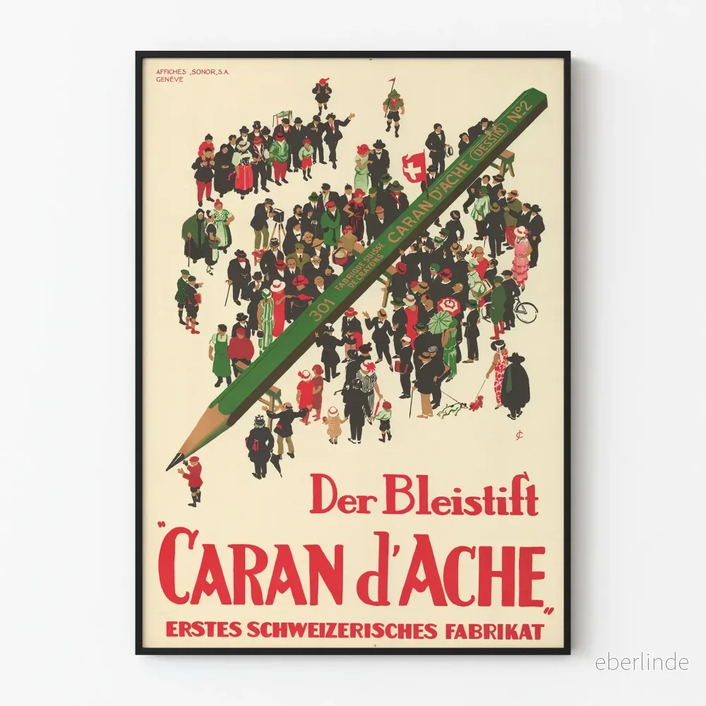 Vintageposter Caran d'Ache - Originell väggdekoration med jättekrita
