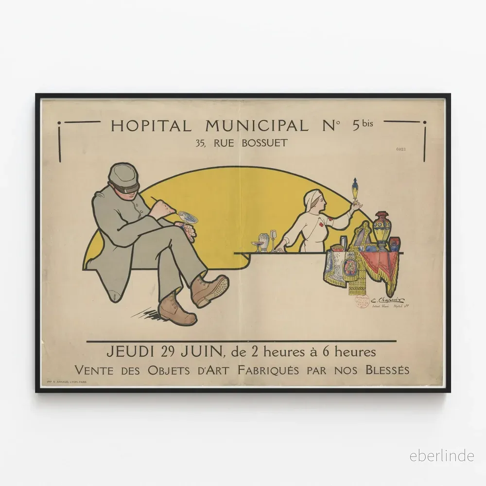 Vintageposter för försäljning av konstföremål tillverkade av sårade soldater Vintageposter för försäljning av konstföremål tillverkade av sårade soldater