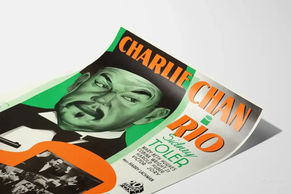 Vintageposter av Charlie Chan i Rio - Retro filmväggdekoration - Bild 3