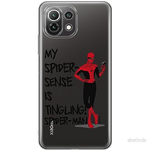 ERT GROUP mobiltelefonfodral för Xiaomi 11 LITE 4G / 5G originalt och officiellt licensierat Marvel mönster Spider Man 024 anpassad till formen på mobiltelefonen, gedeeltelijk transparant 5905795000561