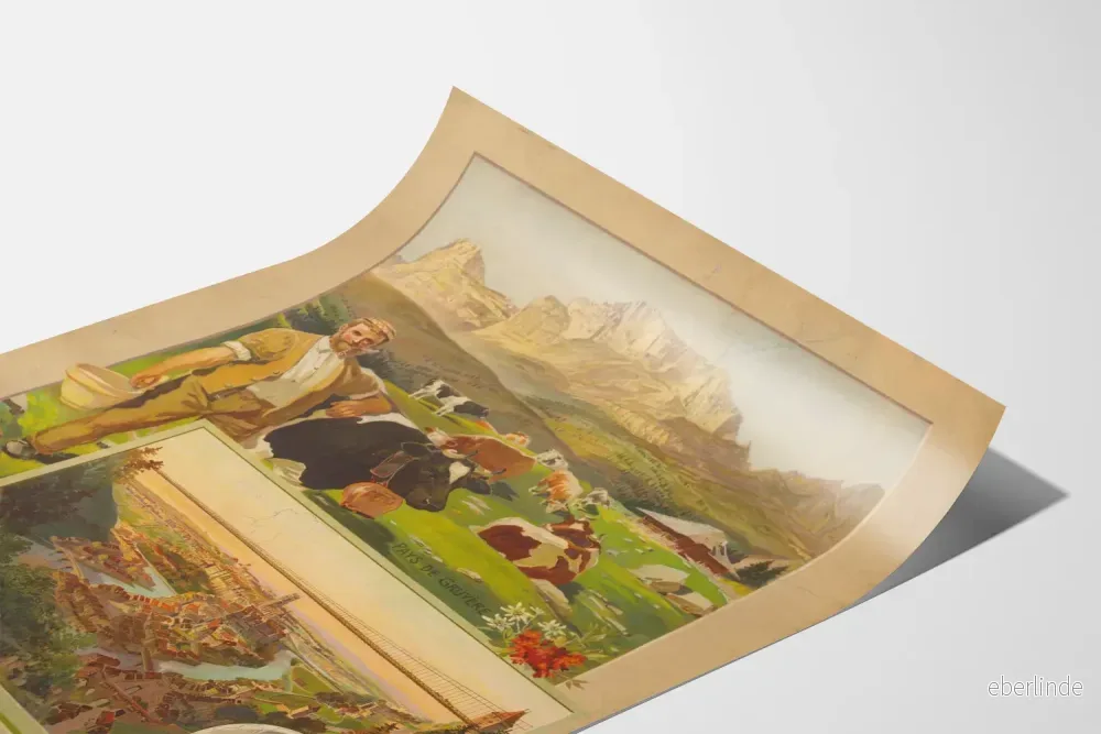 Vintageposter Fribourg Schweiz Väggdekoration Landskap och Kultur - Bild 3