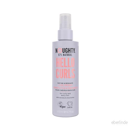 Noughty 97% Natural Hello Curls Define and Re Shape Curl Primer, Sulphate Free Vegan Haircare, Vitamin Rich Formula for Curly Wavy Styles, with Sea Kelp Shea Butter 200 ml Spray 5060523012329