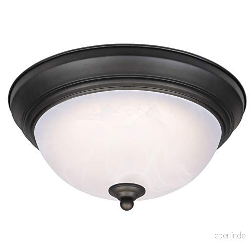 64006 28 cm dimbar LED inomhus infälld montering takarmatur, oljegnuggad bronsfinish med vit alabasterglas 4895105611529