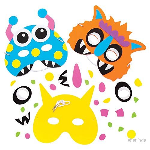 Baker Ross Halloween masker pysselset (4 stycken) monstermasker för barn att klä och leka 5051174096271