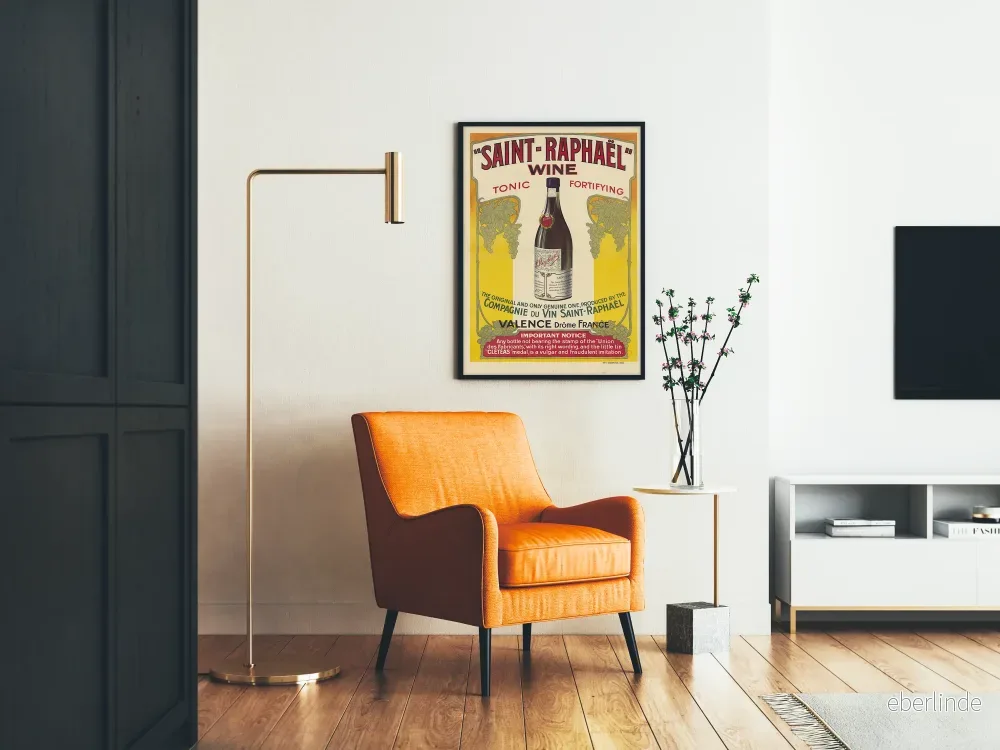 Vintageposter för Saint-Raphaël vin - Vintage väggdekoration med vinranka och vin - Bild 2