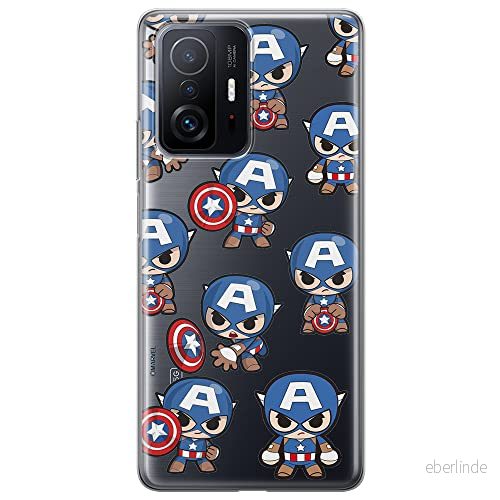 ERT GROUP mobiltelefonfodral för Xiaomi 11T 5G / PRO originalt och officiellt licensierat Marvel mönster Captain America 029 anpassad till formen på mobiltelefonen, gedeeltelijk transparant 5904805319730