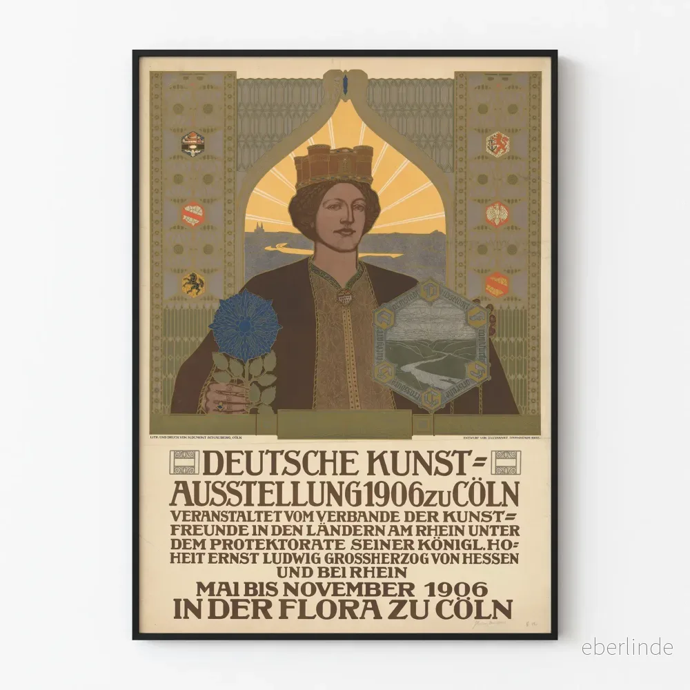 Vintage affisch för tysk konstutställning 1906 i Köln