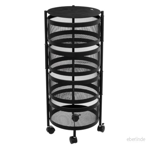 5 FIVE simply smart Köksbehållare 4 roterande korgar på svarta metallhjul H 76 cm 181832 3560231536398